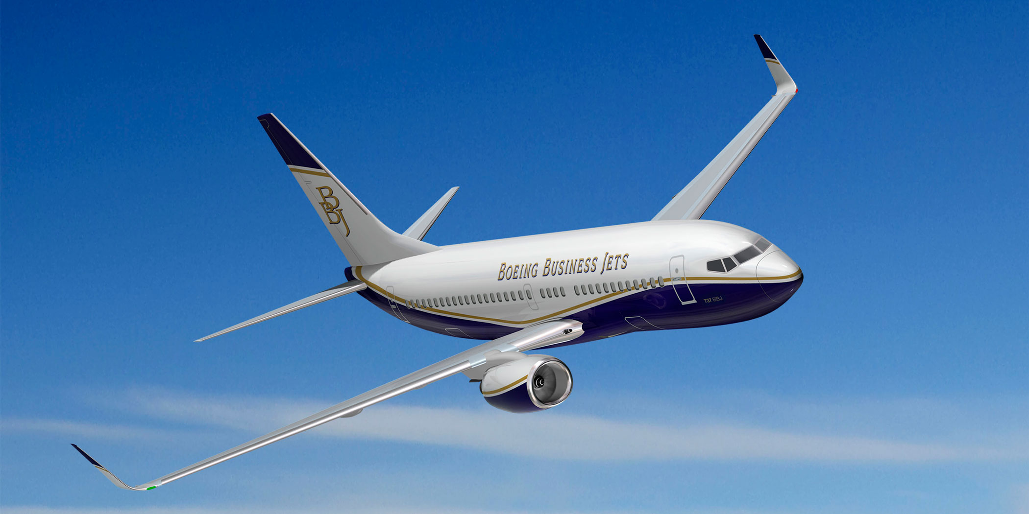 Boeing Business Jet flying