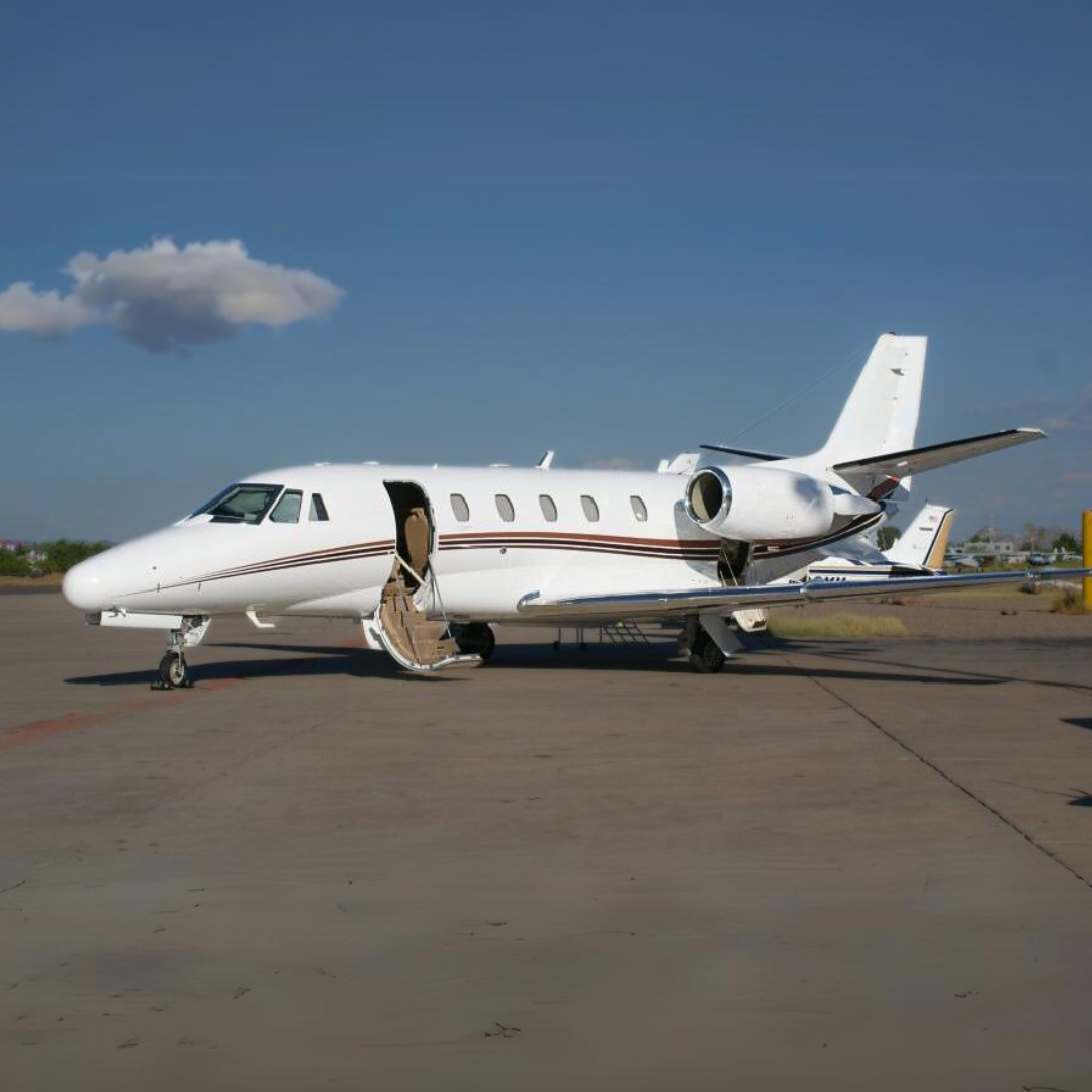 A Cessna Citation Excel Business Liner on the runway for Noble Air Charter Miami