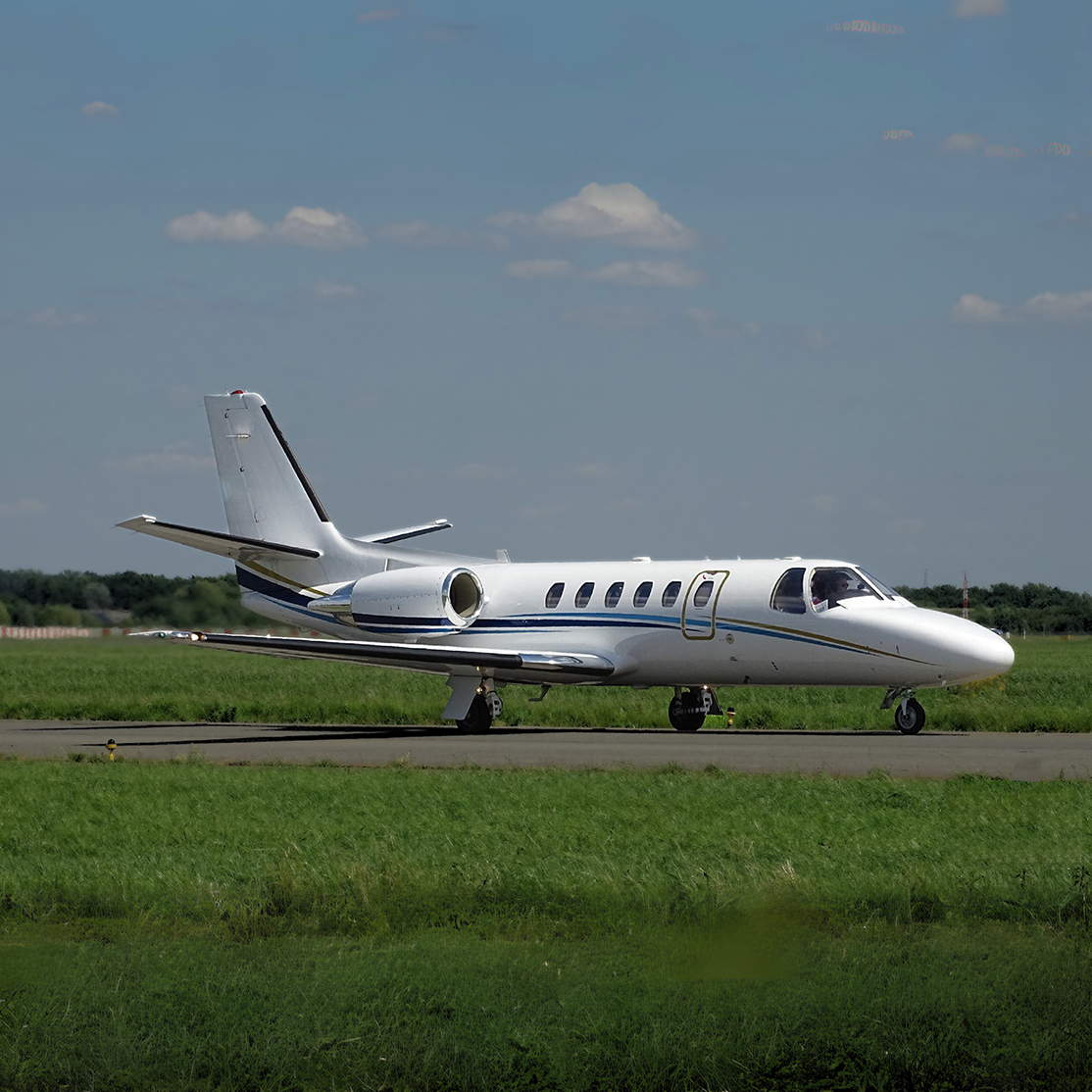A Cessna Citation Bravo on the runway for Noble Air Charter Miami